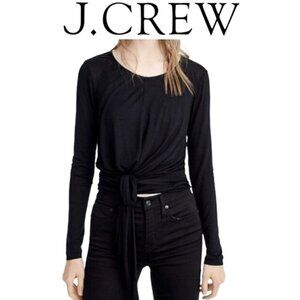 J. Crew Black Long Sleeve Top with Wrap Back and long Ties Women's Size Large